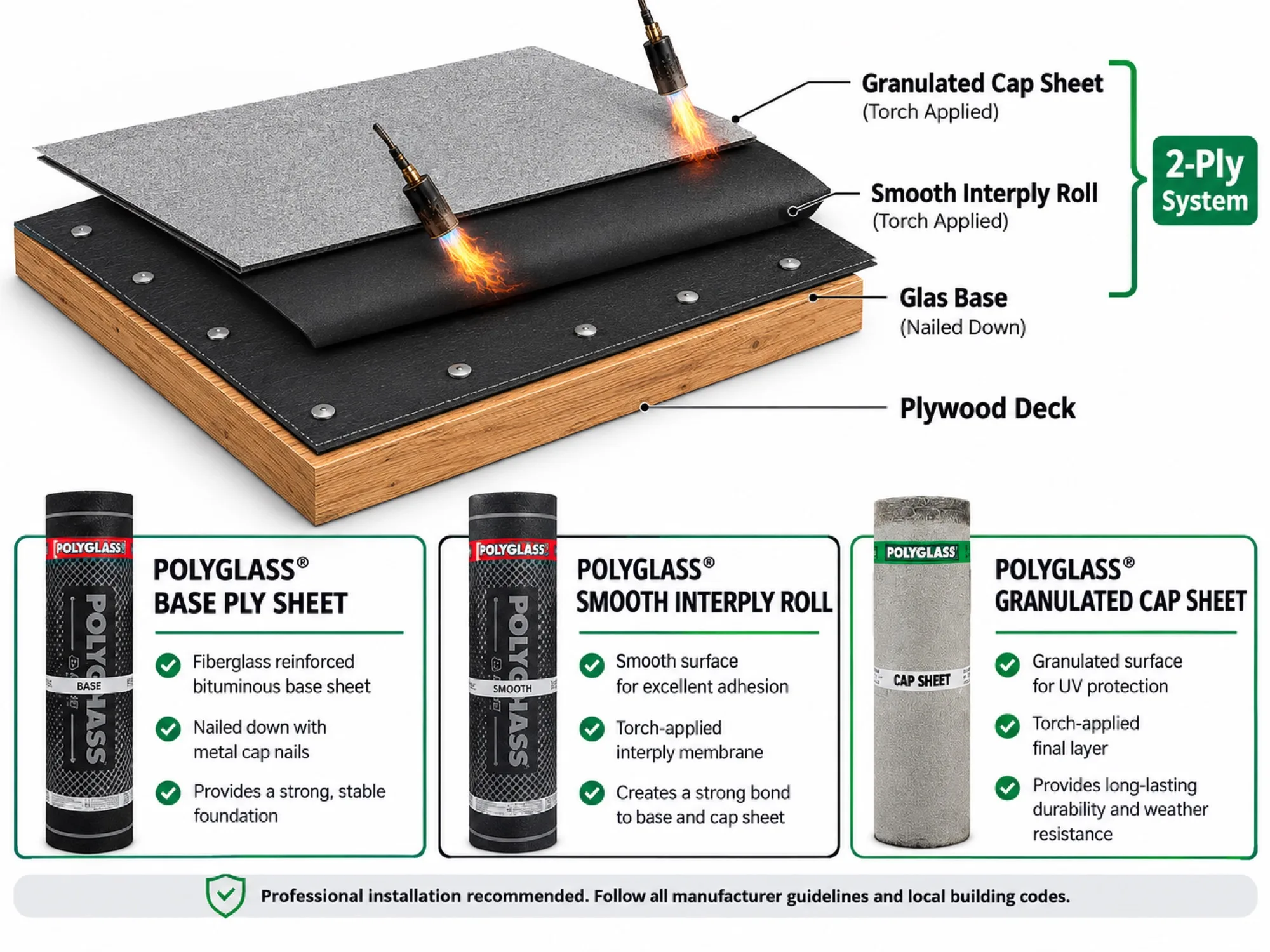 Base and cap torch-down system